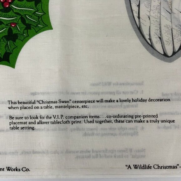 Cranston Print Works Cut and Sew Panel Wildlife Christmas Wild Swan Centerpiece - Picture 3 of 4